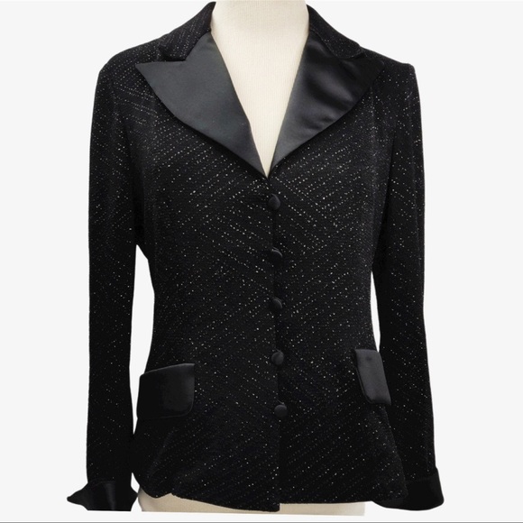 Alex Evenings Jackets & Blazers - Alex Evenings Vintage 80s 90s Tuxedo Jacket Textured Sparkling Black Size Small